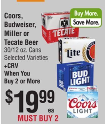 Smart & Final Coors, budweiser, miller or tecate beer offer