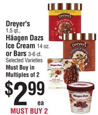 Smart & Final Dreyer's 1.5 qt., häagen dazs ice cream 14 oz. or bars 3-6 ct offer