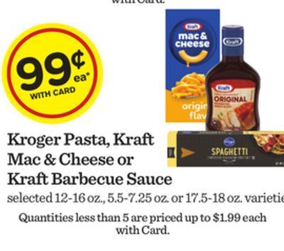 Mariano's Kroger pasta, kraft mac & cheese or kraft barbecue sauce offer