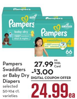 Mariano's Pampers swaddlers or baby dry diapers offer