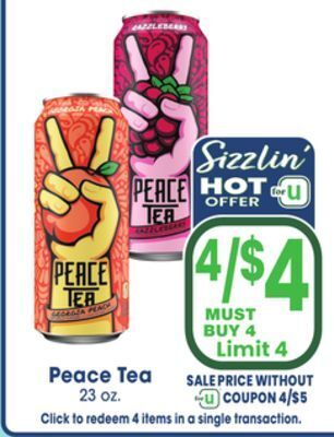 Jewel-Osco Peace tea offer