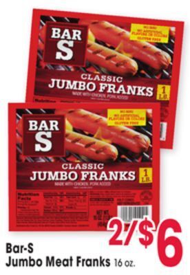 Jewel-Osco Bar-s jumbo meat franks offer