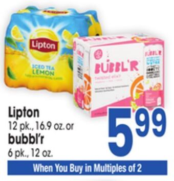 Jewel-Osco Lipton 12 pk., 16.9 oz. or bubbl'r 6 pk., 12 oz offer