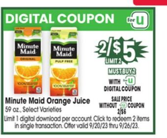Jewel-Osco Minute maid orange juice offer