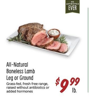 Sprouts Farmers Market All-natural boneless lamb leg or ground offer