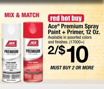 Ace Hardware Ace premium spray paint + primer, 12 oz offer