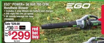 Ace Hardware Ego power + 56 volt 765 cfm handheld blower offer