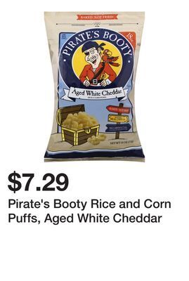 Wegmans Pirate's booty rice and corn puffs, aged white cheddar offer