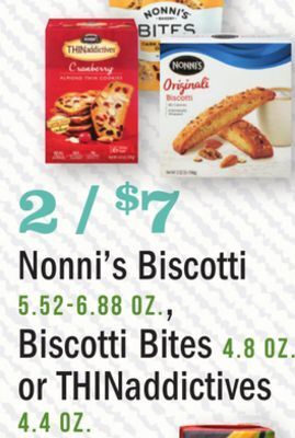 Heinen's Nonni's biscotti 5.52-6.88 oz., biscotti bites 4.8 oz. or thinaddictives 4.4 oz offer