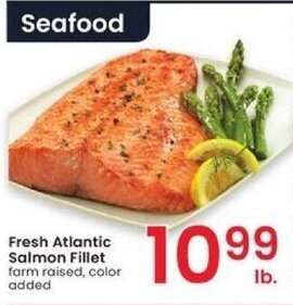 Albertsons Fresh Atlantic Salmon Fillet farm raised, color added offer