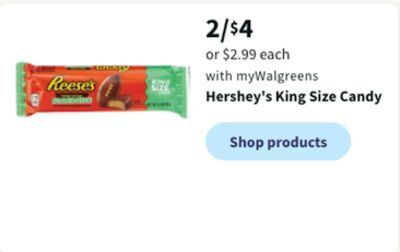 Walgreens Hershey's king size candy offer