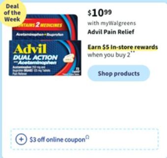 Walgreens Advil pain relief offer