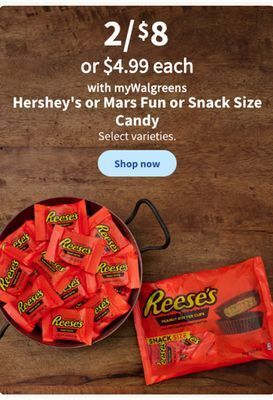 Walgreens Hershey's or mars fun or snack size candy offer