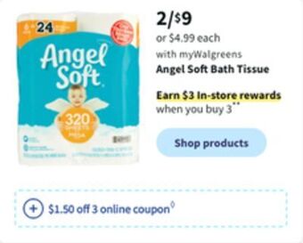 Walgreens Angel soft bath tissue offer