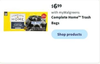 Walgreens Complete home trash bags offer