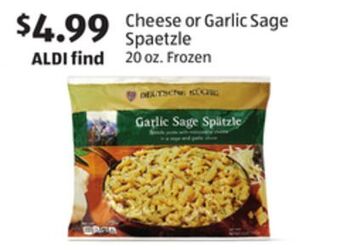 Aldi Cheese or garlic sage spaetzle offer