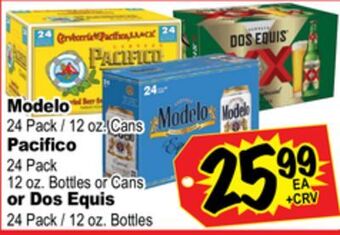 Superior Grocers Modelo 24 pack/12 oz. cans pacifico 24 pack 12 oz. bottles or cans or dos equis 24 pack/12 oz. bottles offer