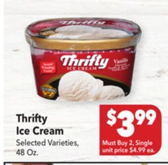 Vallarta Supermarkets Thrifty ice cream offer
