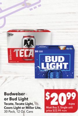 Vallarta Supermarkets Budweiser or bud light offer