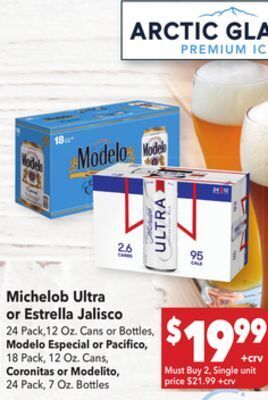 Vallarta Supermarkets Michelob ultra or estrella jalisco offer