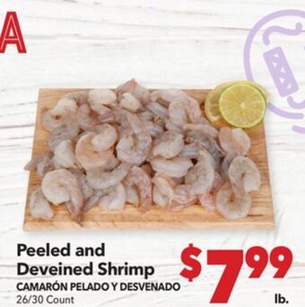 Vallarta Supermarkets Peeled and deveined shrimp/camarón pelado desvenado offer