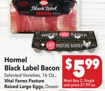 Vallarta Supermarkets Hormel black label bacon offer
