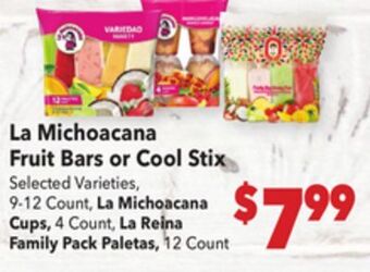 Vallarta Supermarkets La michoacana fruit bars or cool stix offer