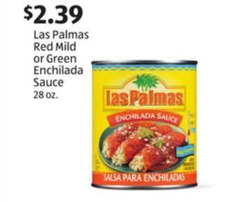 Aldi Las palmas red mild or green enchilada sauce offer