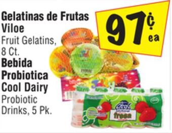 El Super Viloe fruit gelatins, 8 ct., cool dairy probiotic drinks, 5 pk offer