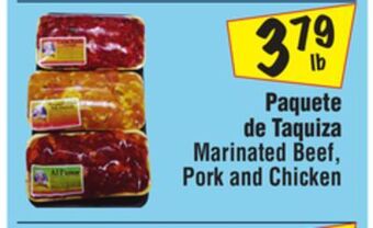 El Super Marinated beef, pork and chicken offer
