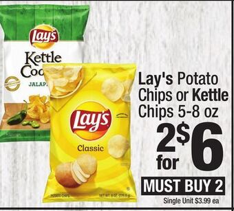 Super King Markets Lay's potato chips or kettle chips offer
