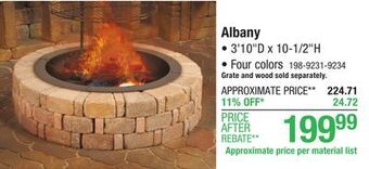 Menards Albany fire pit project material list offer