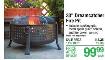 Menards Backyard creations 33 dreamcatcher steel fire pit offer