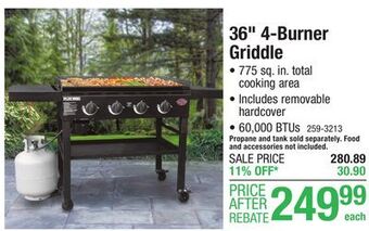 Menards Char-griller flat iron 36 4-burner propane gas griddle offer