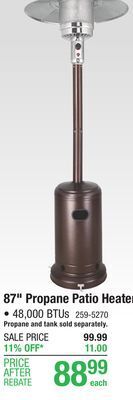 Menards Backyard creations 87 propane outdoor patio heater offer