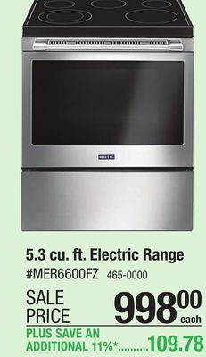 Menards Maytag 30 5.3 cu.ft. fingerprint resistant stainless steel electric range (smooth top) offer