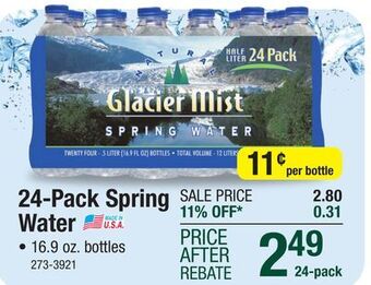 Menards Glacier mist natural spring bottled water - 24 pack offer