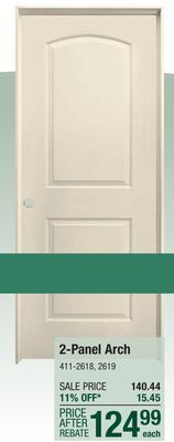Menards Mastercraft 30w x 80h primed smooth 2-panel arch raised interior door system - right inswing offer
