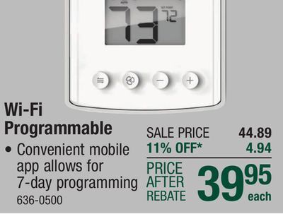 Menards Black & decker smart hard key thermostat offer