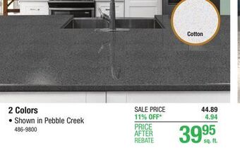 Menards Customcraft countertops quartz pebble creek series c - square feet offer