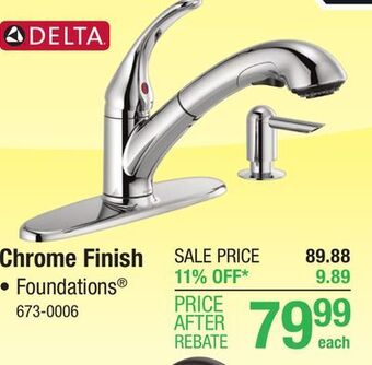 Menards Delta foundations one-handle pull-out chrome kitchen faucet offer