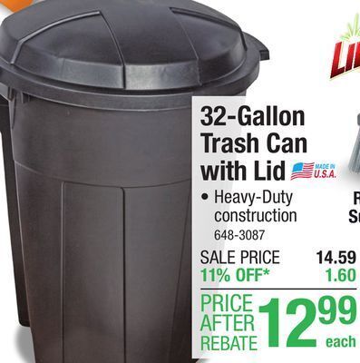Menards 32 gallon trash can with lid offer
