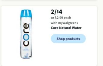 Walgreens Core natural water offer