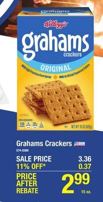 Menards Keebler grahams crackers - 15 oz offer
