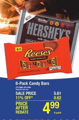 Menards Hershey's milk chocolate bar - 6 pack offer