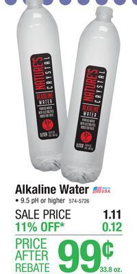 Menards Natures crystal alkaline water - 33.8 oz offer