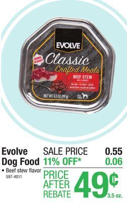 Menards Evolve classic beef stew chunks in gravy adult wet dog food - 3.5 oz offer