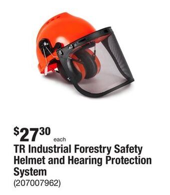 The Home Depot Tr industrial forestry safety helmet and hearing protection system offer