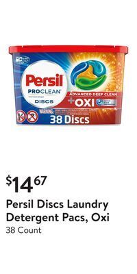 Walmart Persil discs laundry detergent pacs, oxi offer
