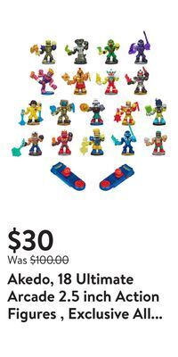 Walmart Akedo, 18 ultimate arcade 2.5 inch action figures , exclusive all star collector pack, boys, ages 6+ offer